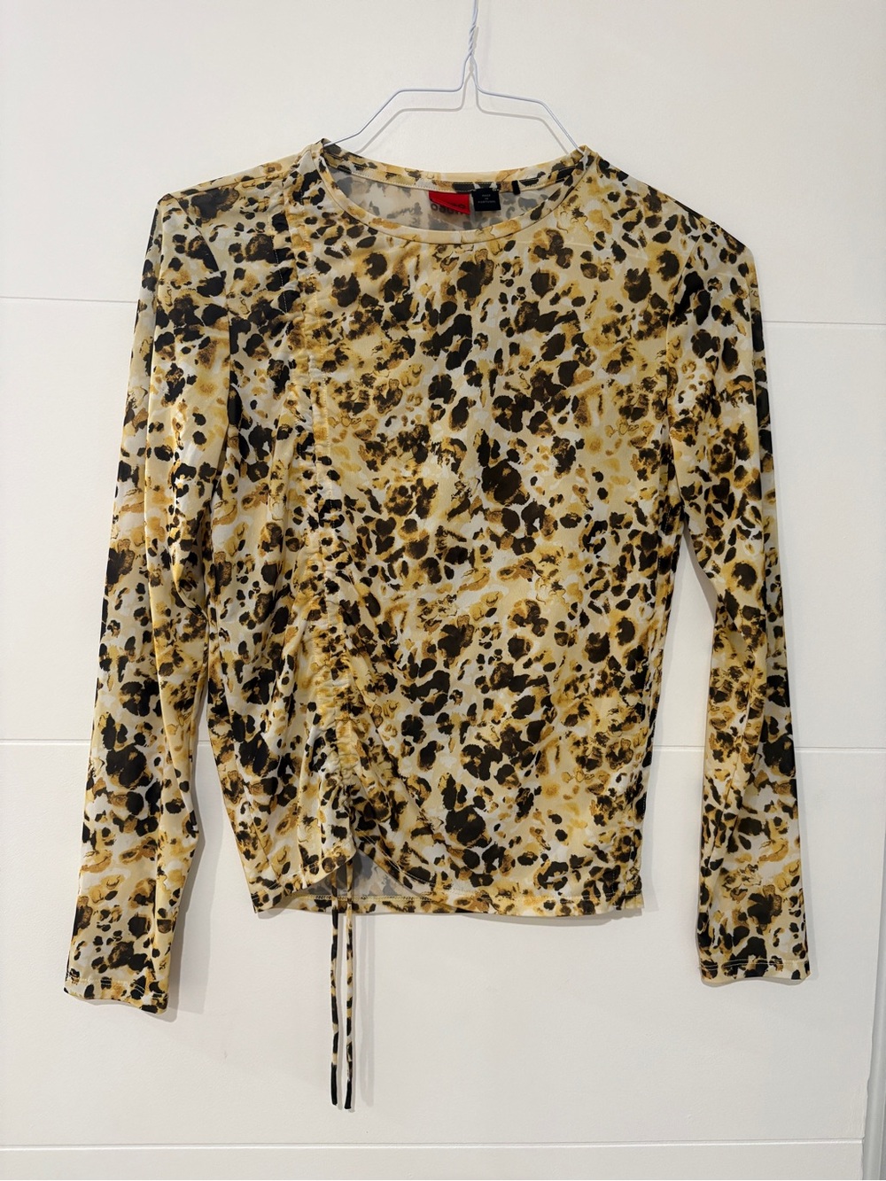 Long Sleeve Animal Print Top in Yellow and Black